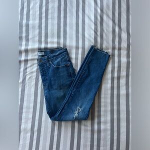 denim skinny jeans with rips and frayed ends